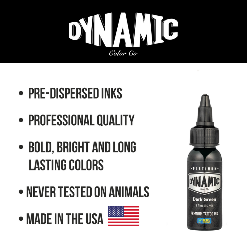 Dark Green Dynamic Platinum Tattoo Ink - 1oz Bottle